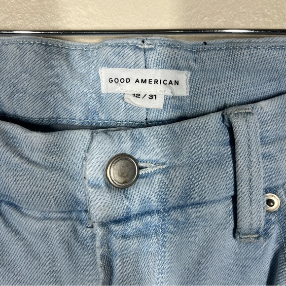Good American Women’s Light Wash Skinny Jeans Fray Hem Size 12 / 31 - Picture 4 of 7